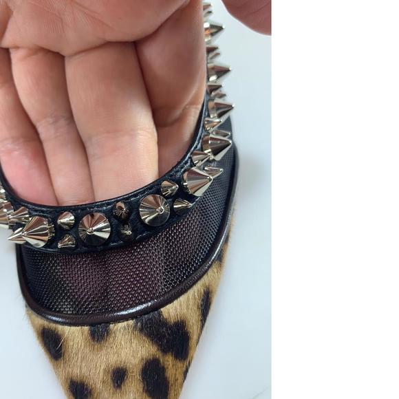 Galativi 85mm Leopard Print Pony Spiked Mesh Pumps heels D576 - Picture 9 of 12